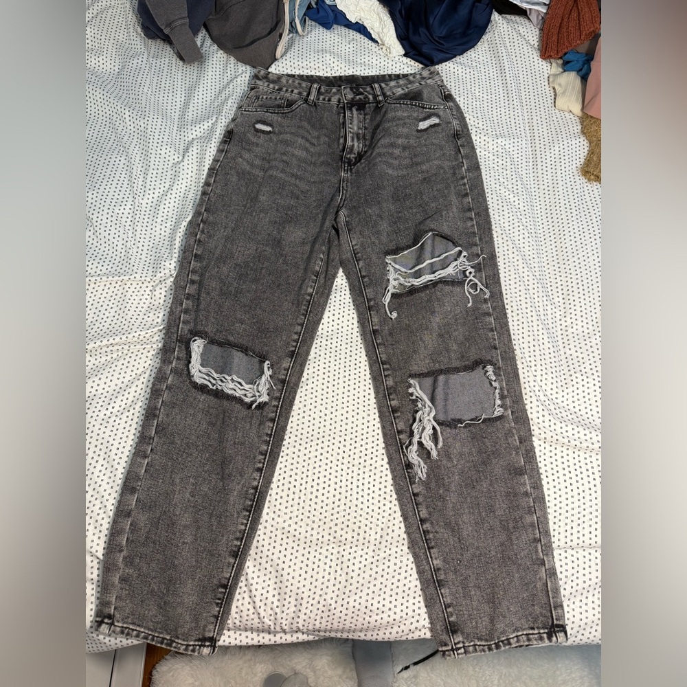 Distressed Gray Jeans